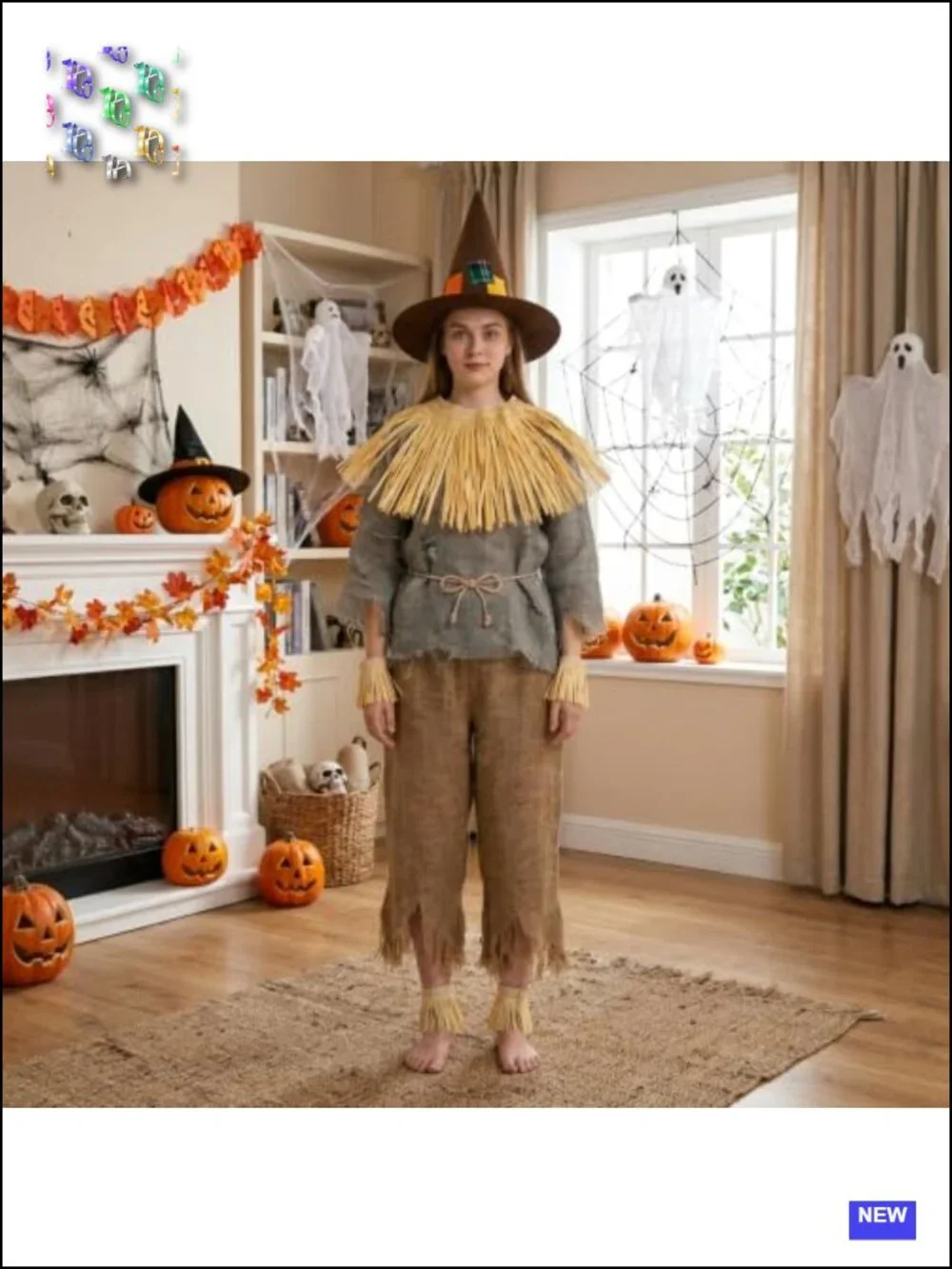 11 Pc Halloween Tin Costume Set Silver Funnel Hat Axe Scarecrow Accessories